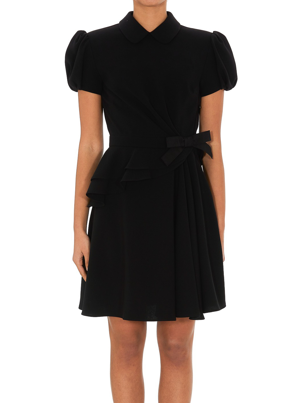 Miu Miu Bow-embellished Cady Mini Dress in Black