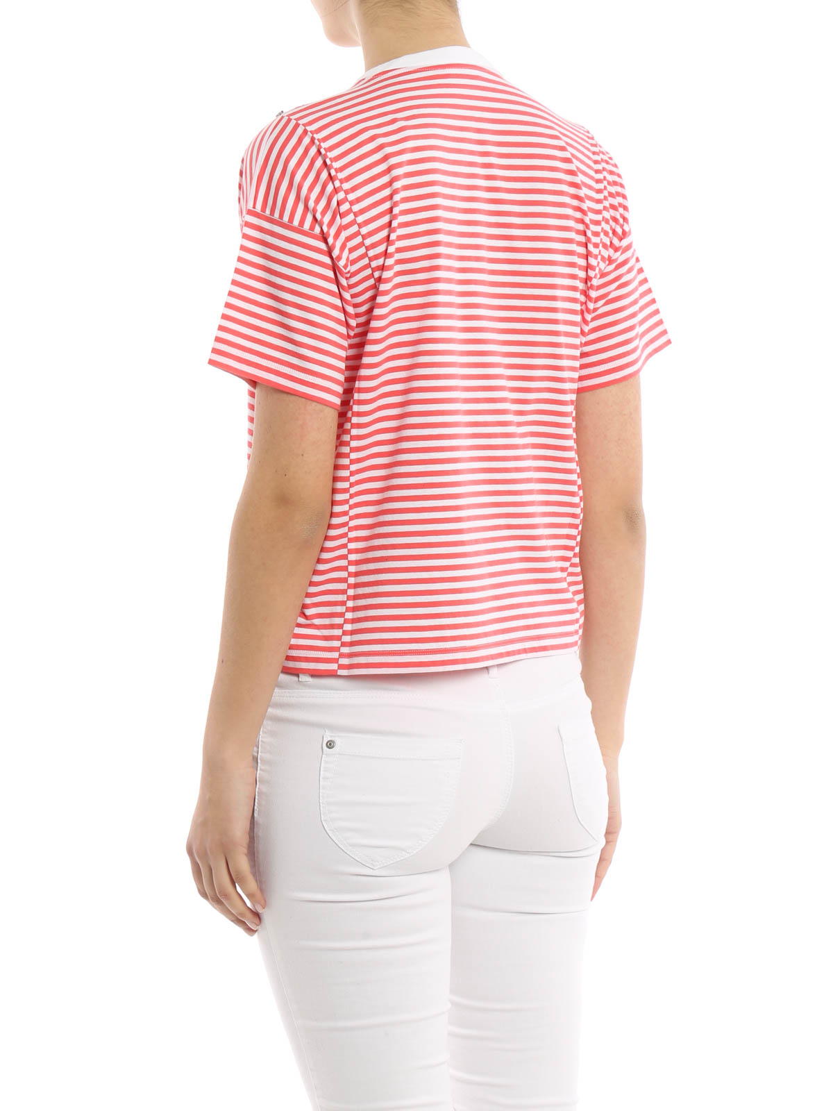 Miu Miu Embellished striped T-shirt - Light Red Miu Miu Embellished striped T-shirt - Light Red