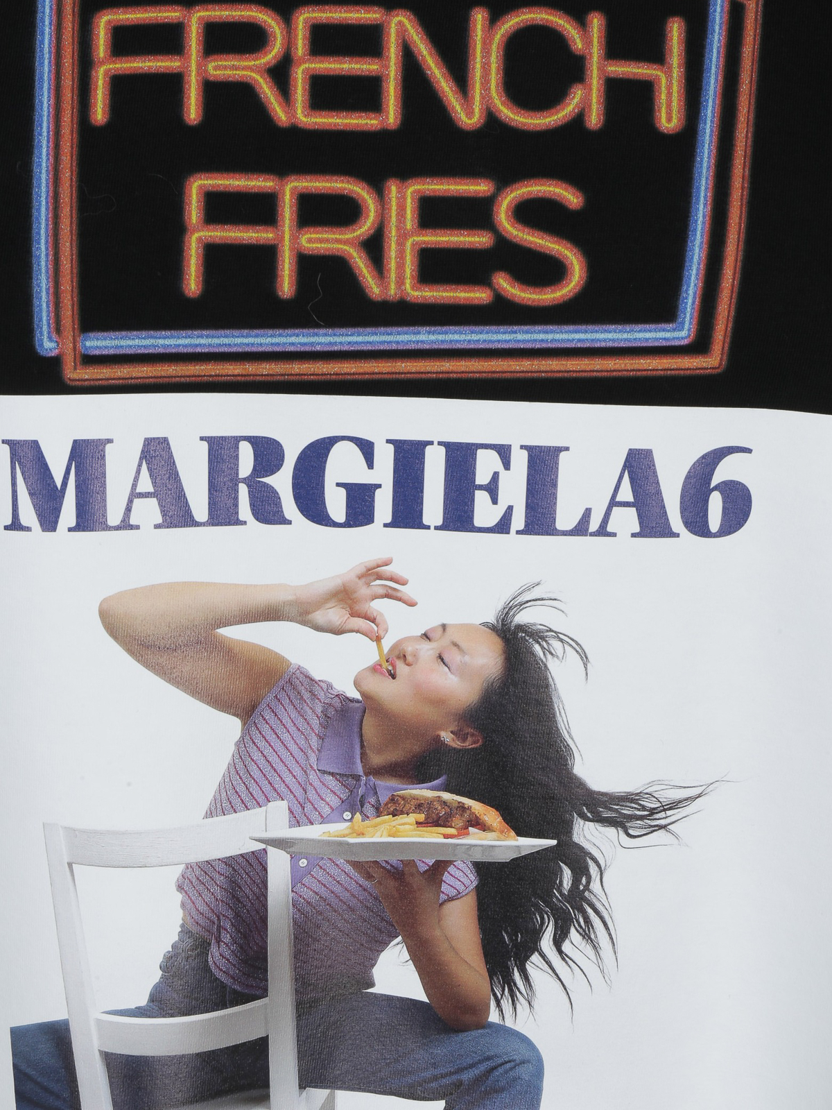 MM6 French Fries Graphic Tシャツ M Maison Margiela MM6 French Fries Black Oversized Tee Men's