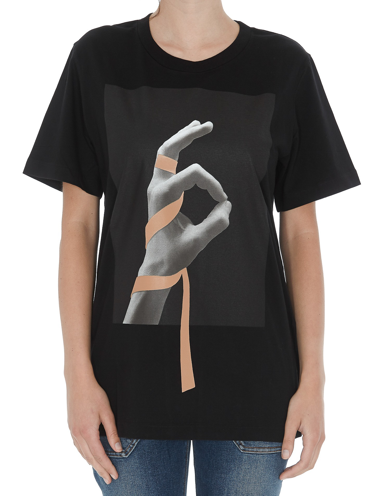 T-shirts MM6 Maison Margiela - Hand and ribbon print T-shirt