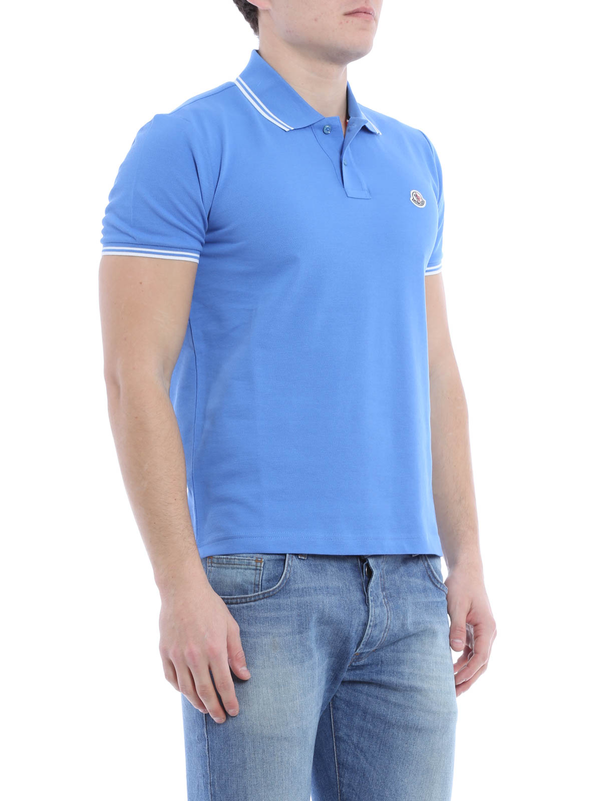 Moncler polo light blue hotsell