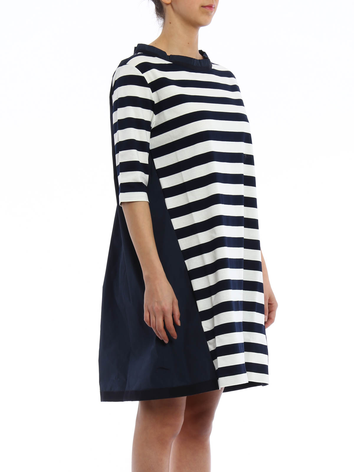 ワンピース MONCLER Striped cotton blend dress Bianco Moncler Cotton and nylon striped dress | B1093855690083140742