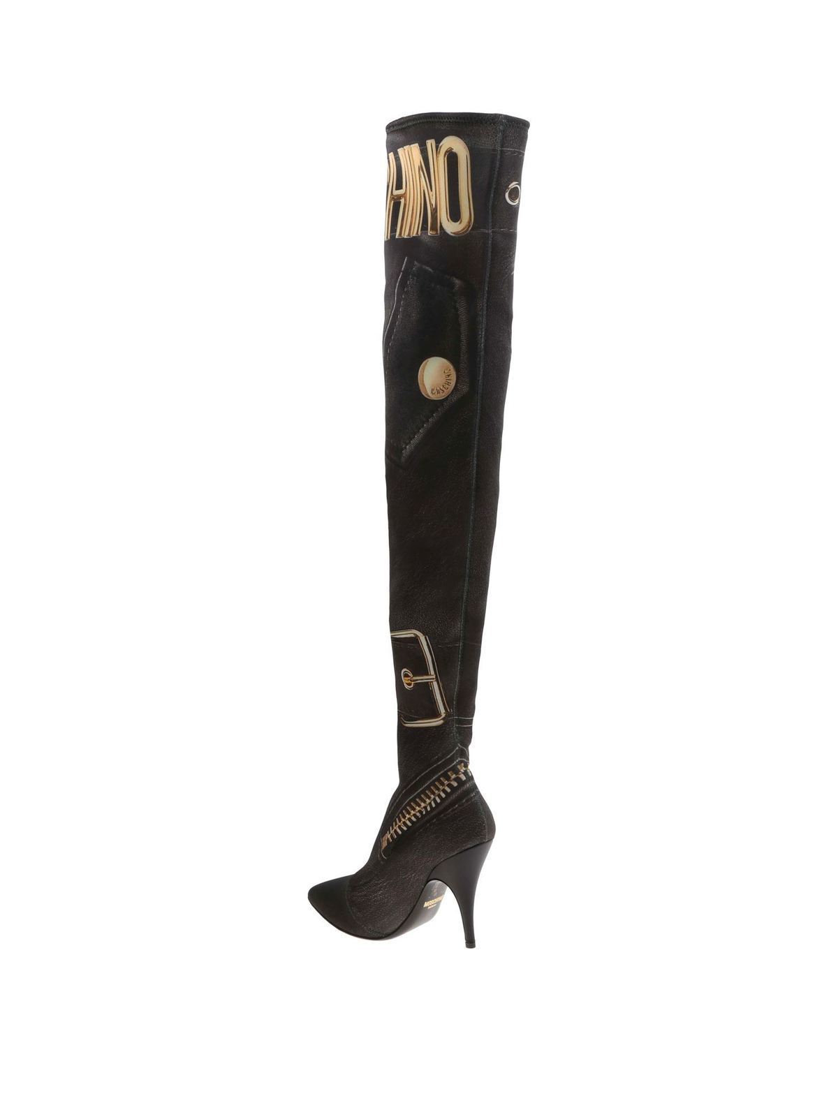 Boots Moschino - Over-The-Knee Macro Biker boots - MA2604AC1BMN100A