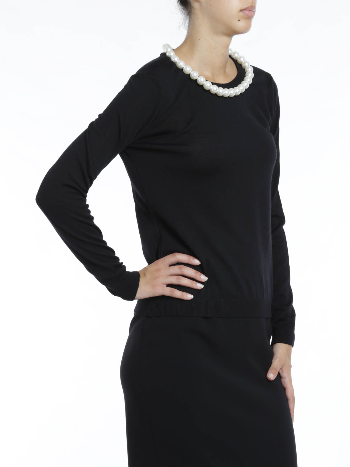 Moschino Boutique Top with pearl necklace - Black|A09166100555