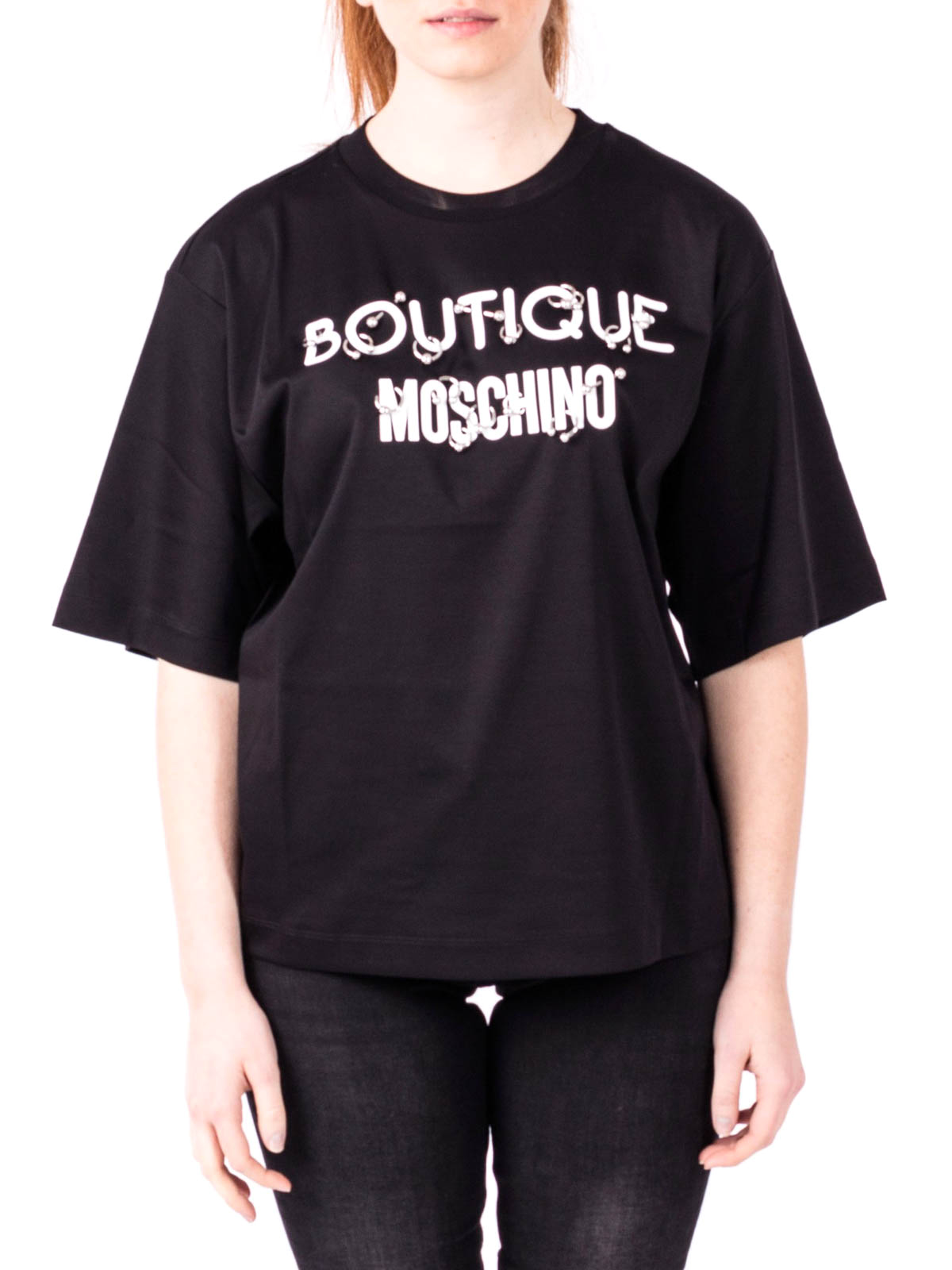 Moschino Boutique Piercing Logo black over T-shirt