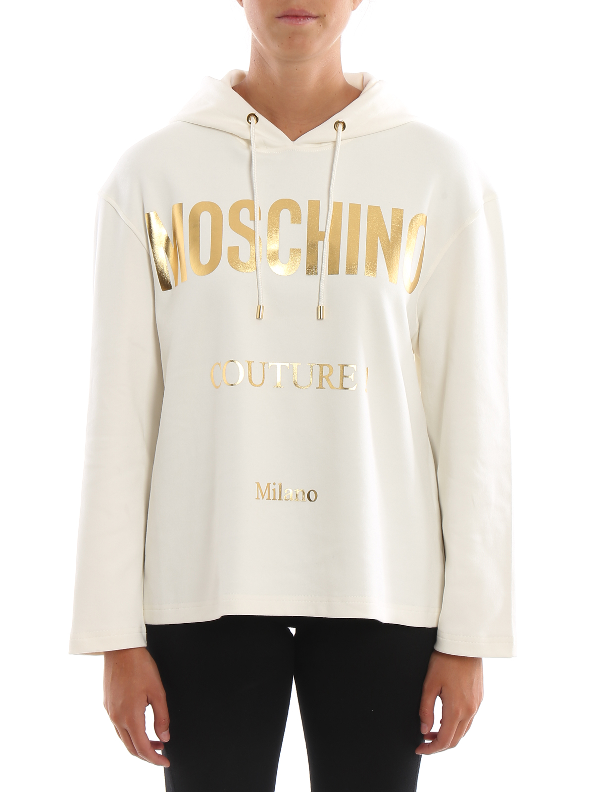 Shop Moschino Couture ! Print Hoodie In Blanco