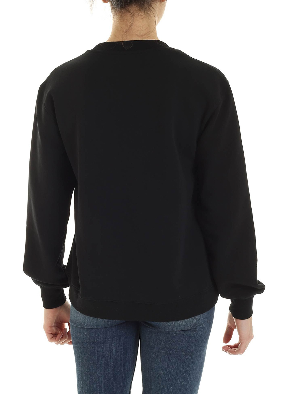 Shop Moschino Logo Print Cotton Sweatshirt In Negro