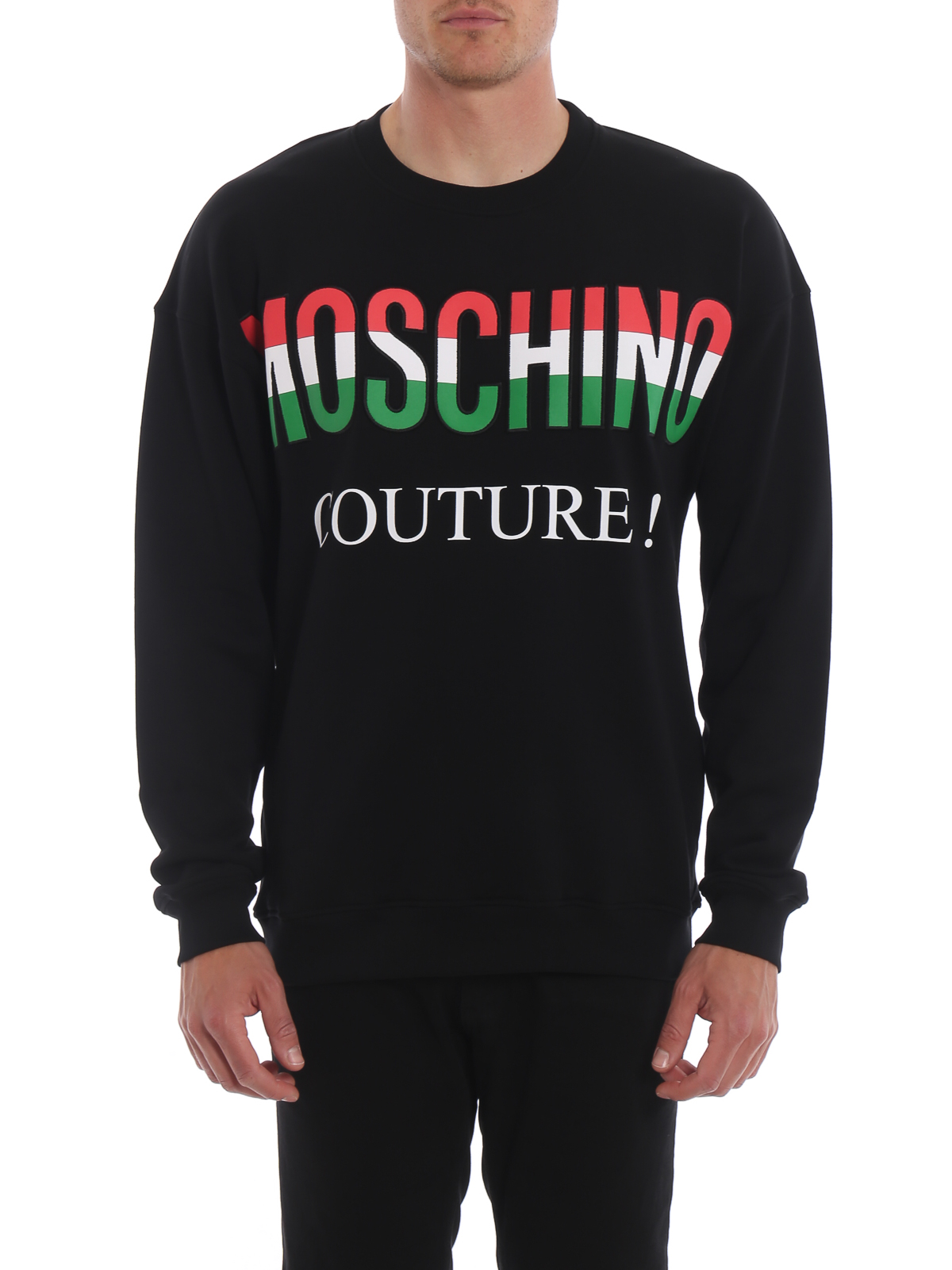 Shop Moschino Tricolour Logo Lettering Black Sweatshirt In Negro