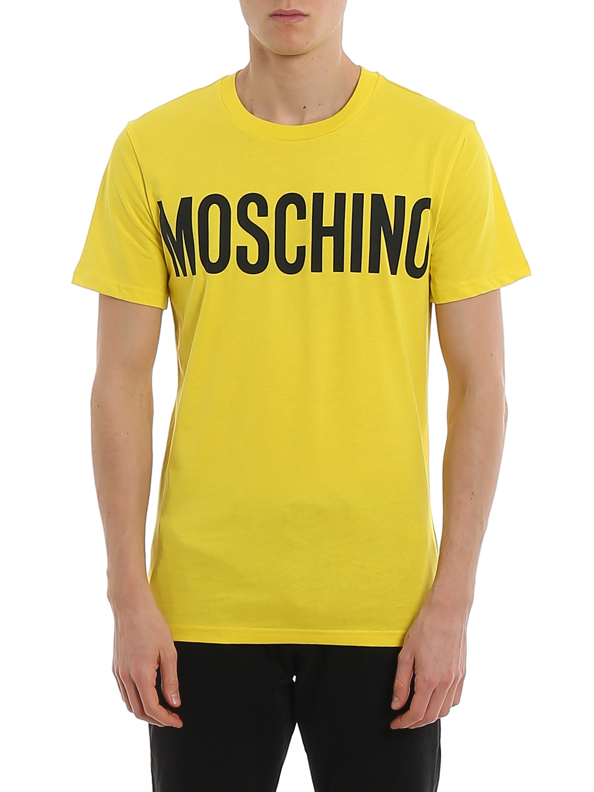 MOSCHINO グリーン ロゴ Tシャツ Moschino 蛍光グリーン Tシャツ パッチロゴ