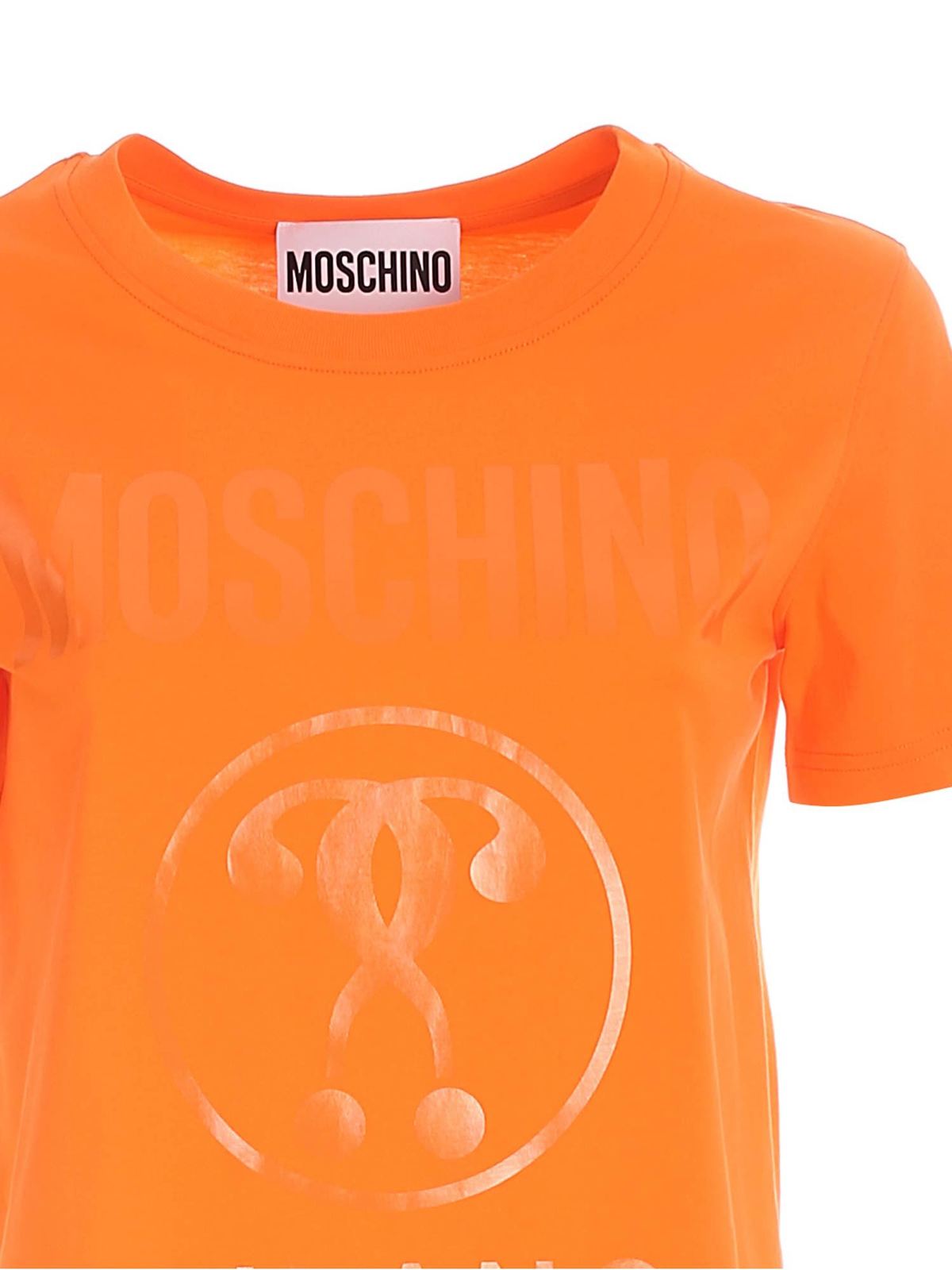 Shop Moschino Double Question Mark T-shirt In Orange