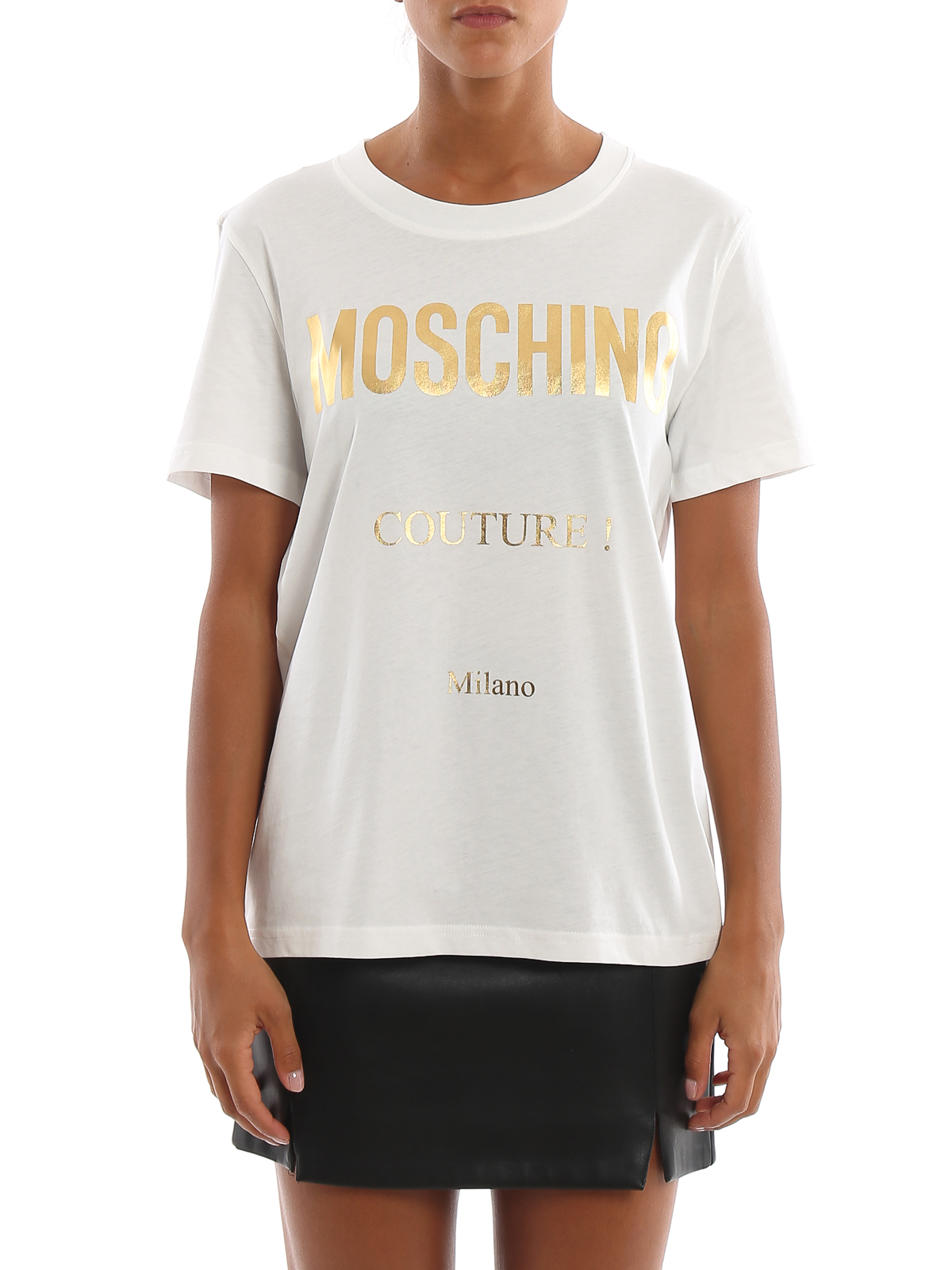 tryllekunstner krysantemum side T-shirts Moschino - Gold-tone Moschino Couture ! print T-shirt -  071955401002
