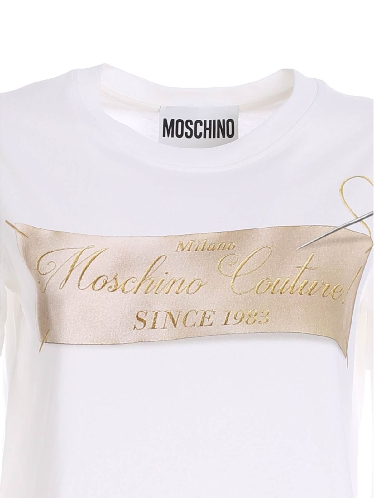 Shop Moschino Lebel Print T-shirt In White