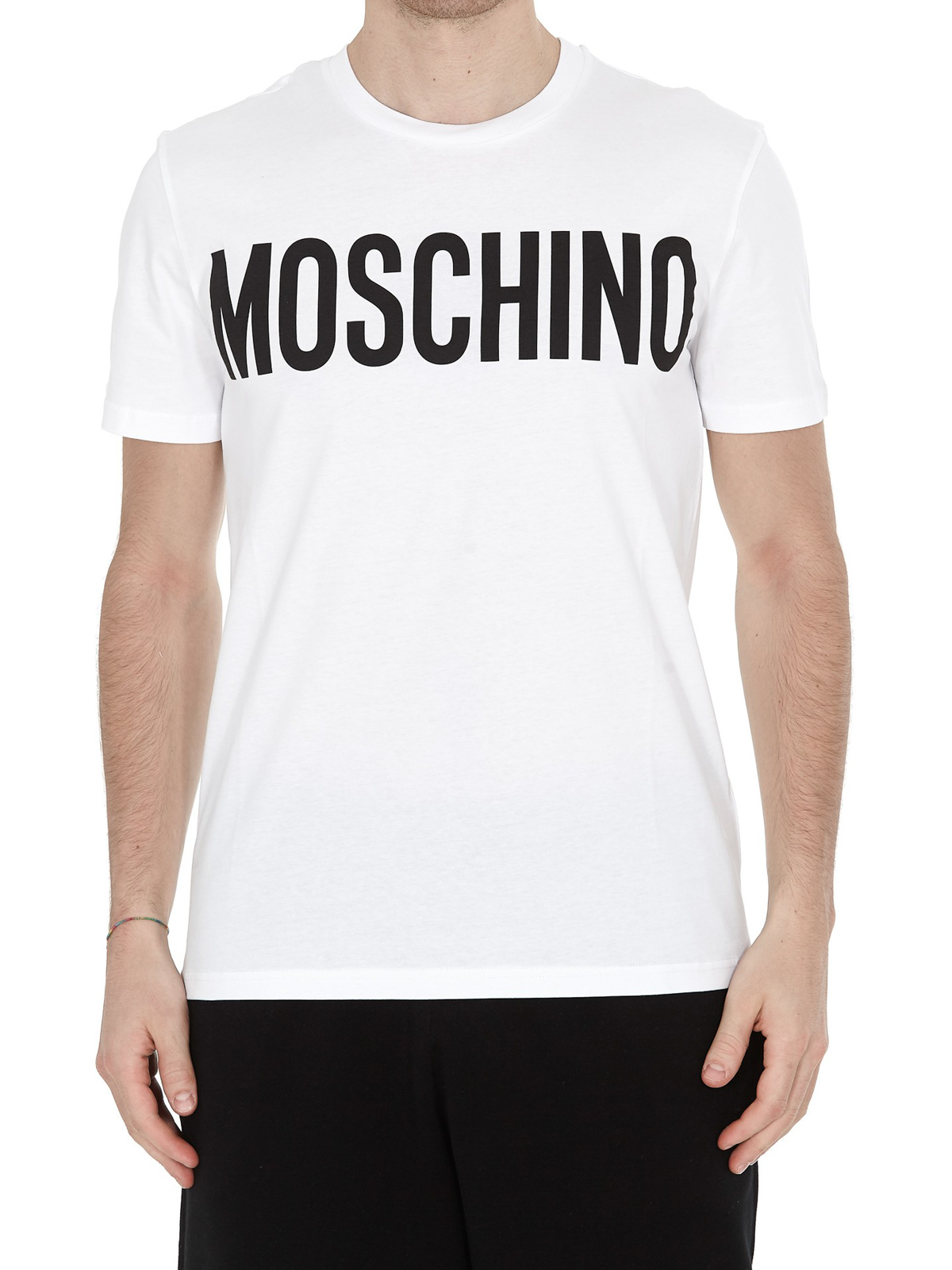 Moschino Logo print cotton jersey T shirt White 070552401002