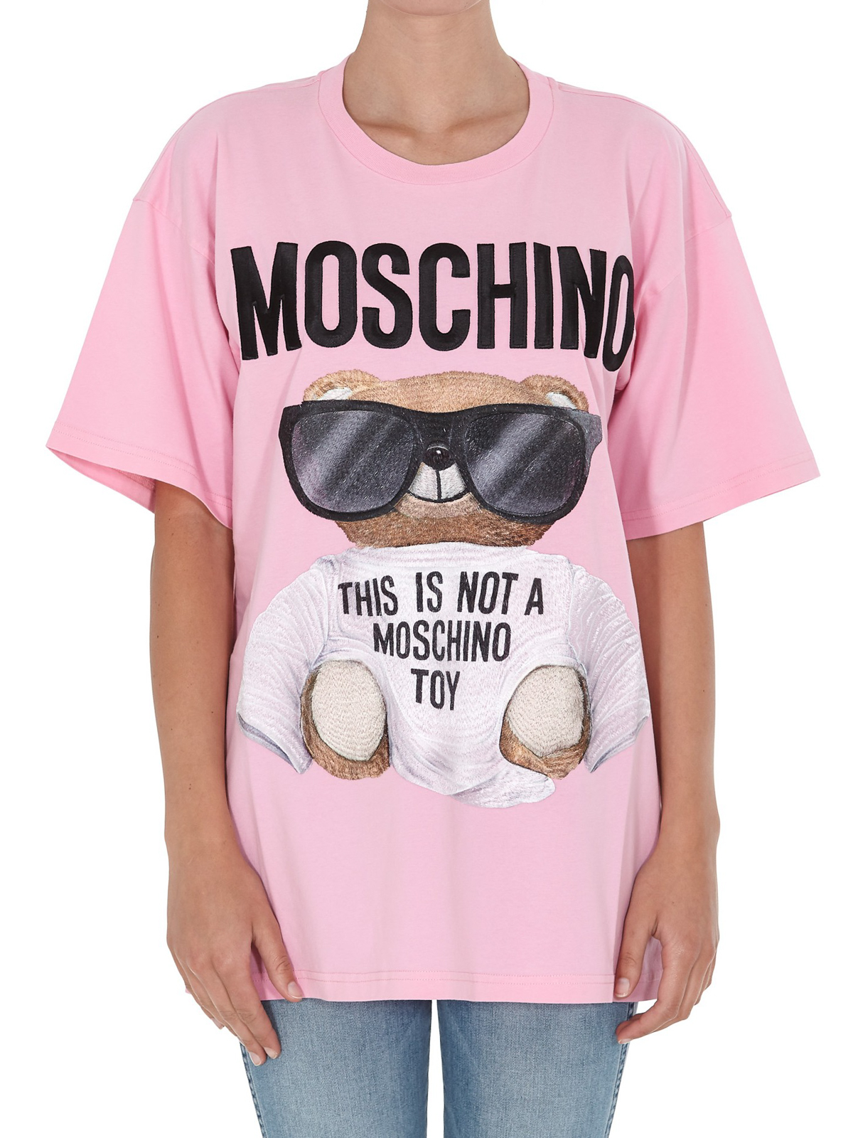 MOSCHINO テディベアプリント Tシャツ ピンク moschino-pink-teddy-bear-logo-