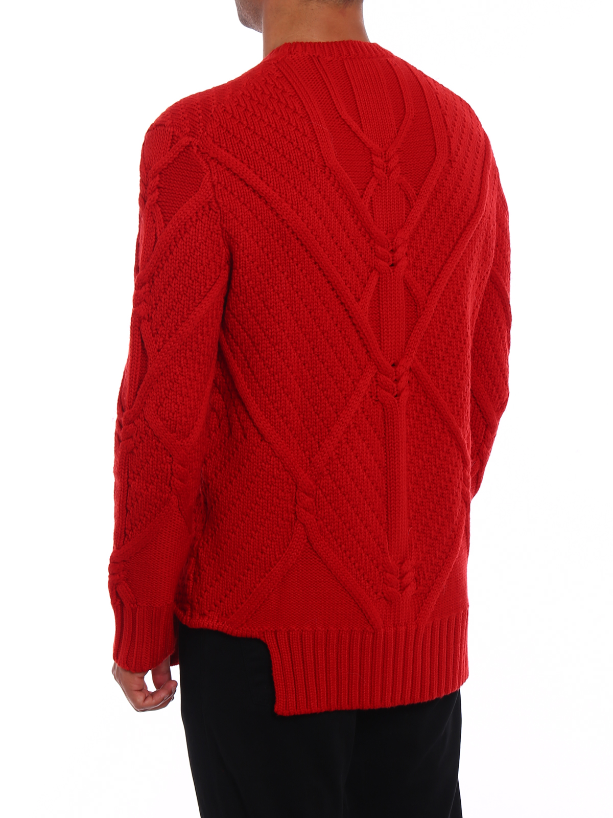 Neil Barrett Cut out bottom red wool sweater|BMA692VF621C554