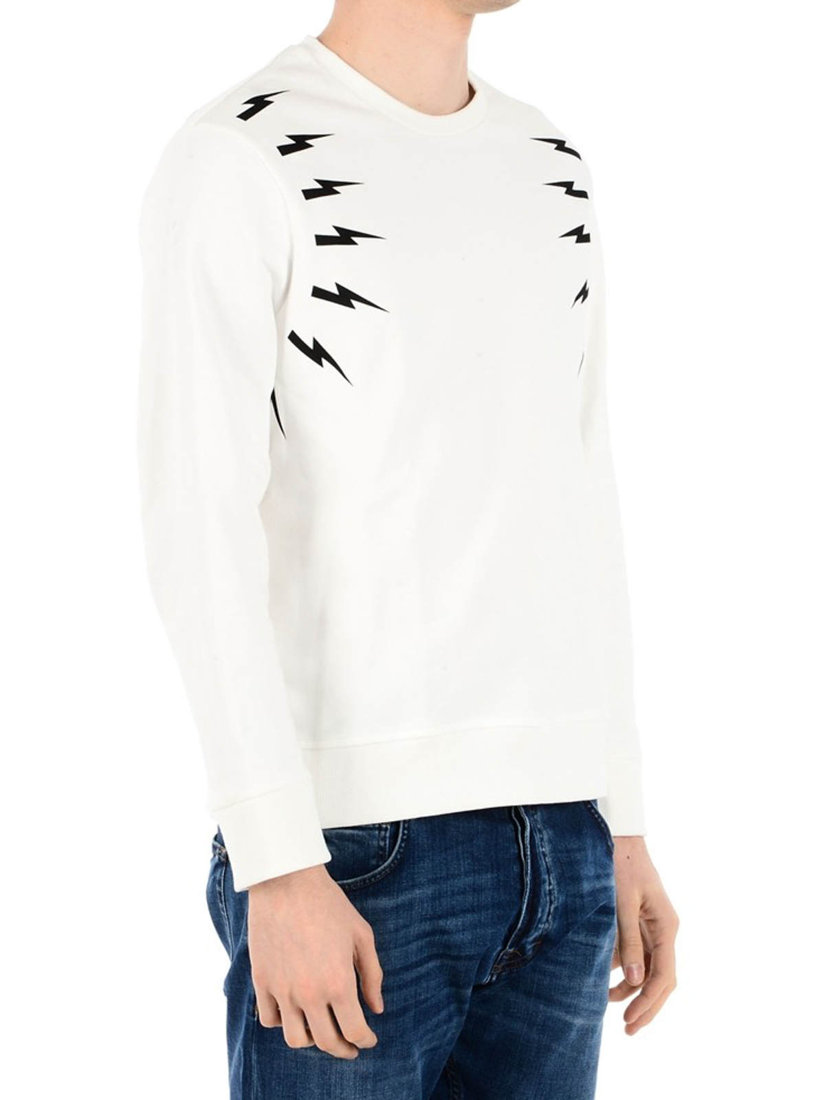 Neil Barrett Lightning Bolt-print Sweatshirt In White
