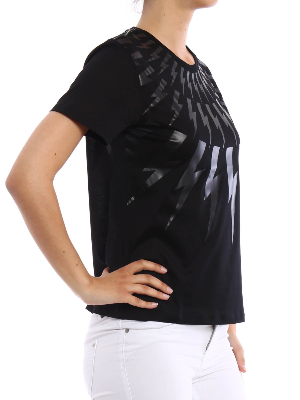 Neil Barrett Flash print T-shirt - Black - Women|NJT19OA501S01