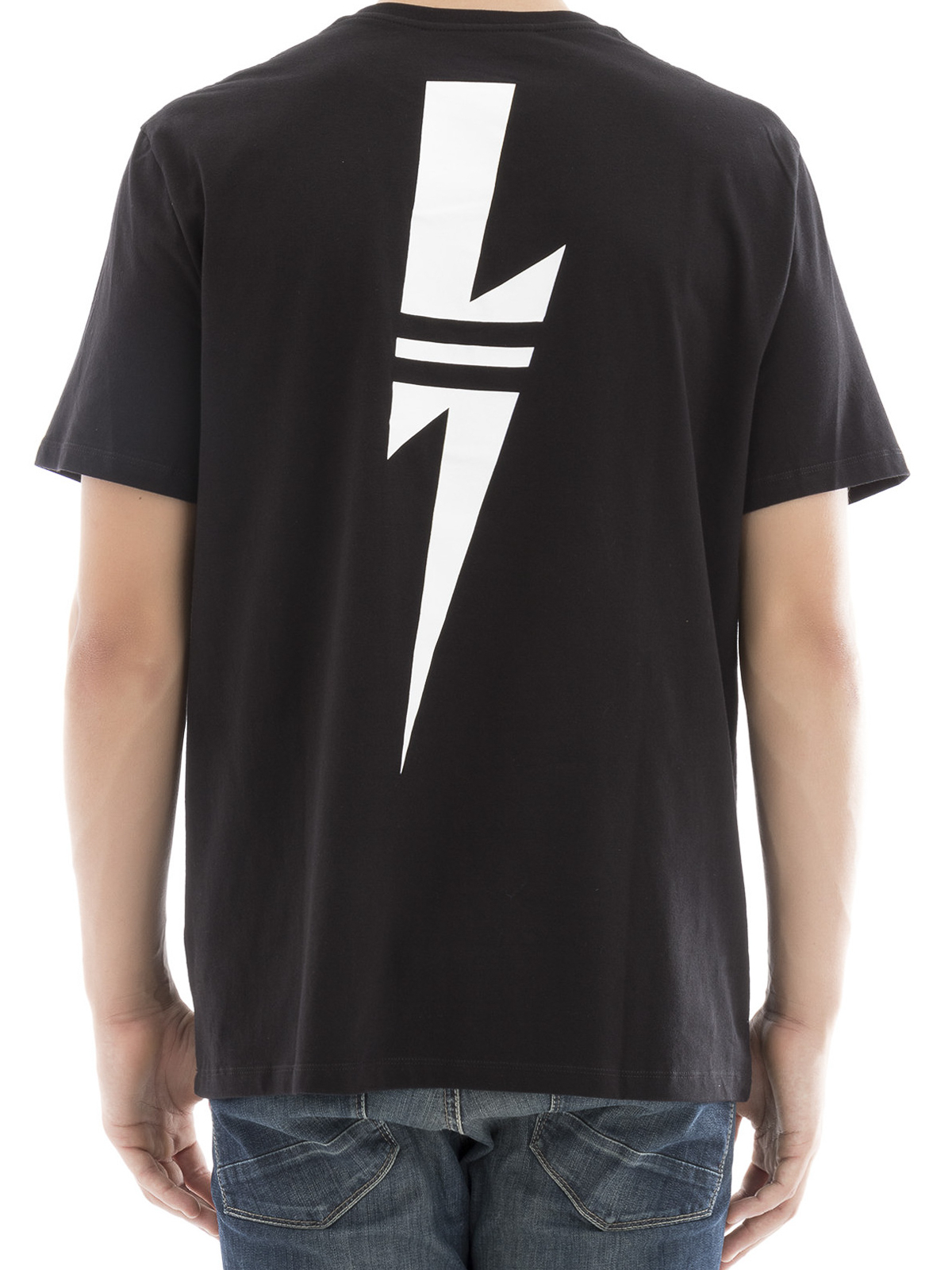Neil Barrett Lightning print T-shirt - Black|PBJT267NF510S524
