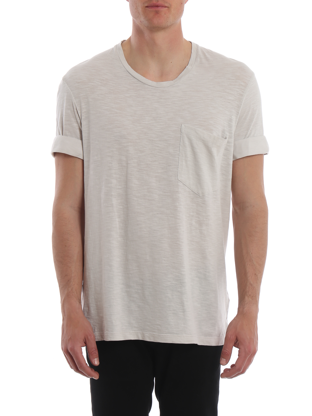 Shop Neil Barrett Melange T-shirt With One Chest Pocket In Light Beige