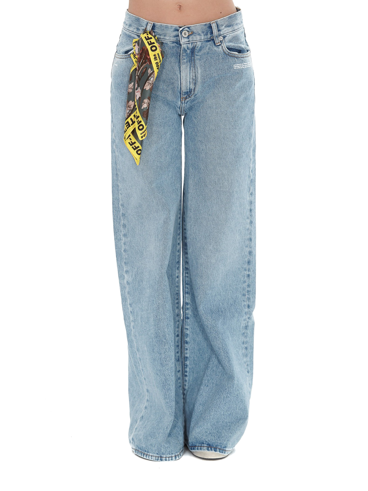 Hane Tochi træ miljø Flared jeans Off-White - Denim flared jeans with scarf -  OWYA007E197730778700