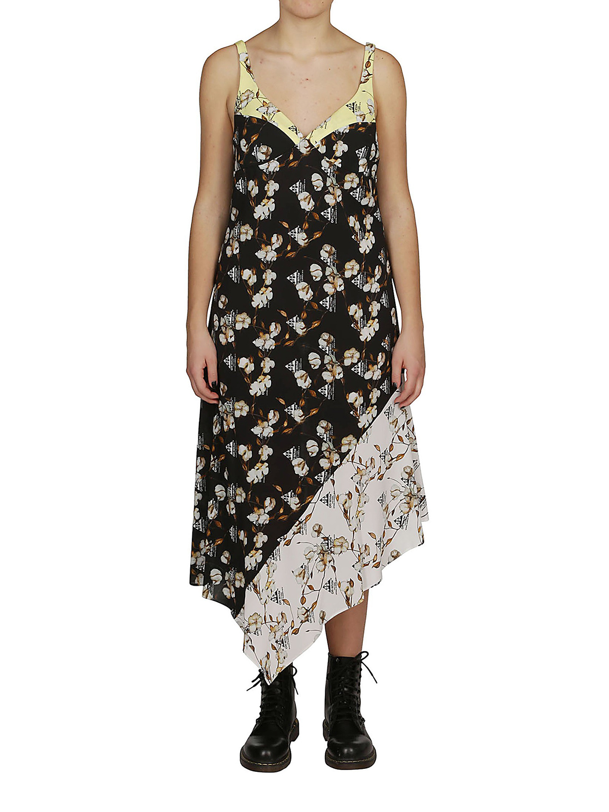 white floral asymmetric dress YASH GALLERY Women's Floral Printed Front Slit Asymmetrical Dress (Whi –  Yash Gallery