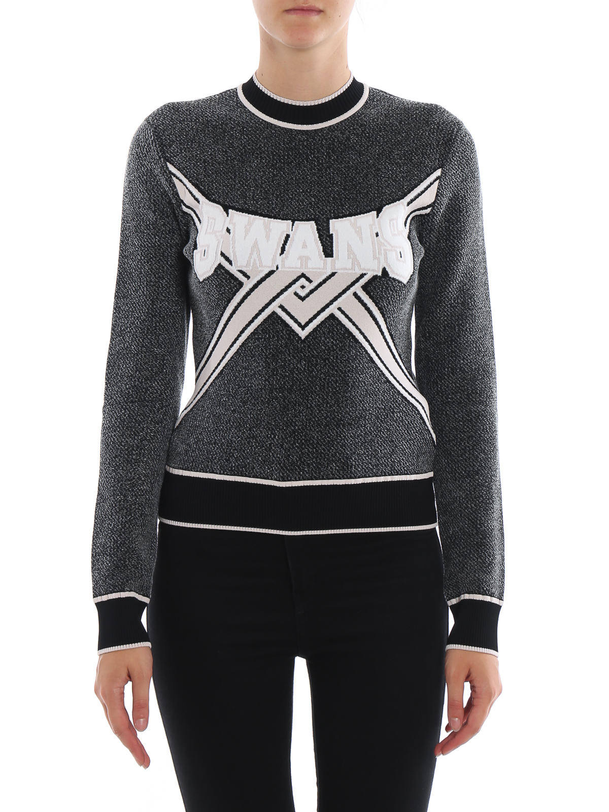 Shop Off-white Stretch Intarsia Knit Sweatshirt In Black