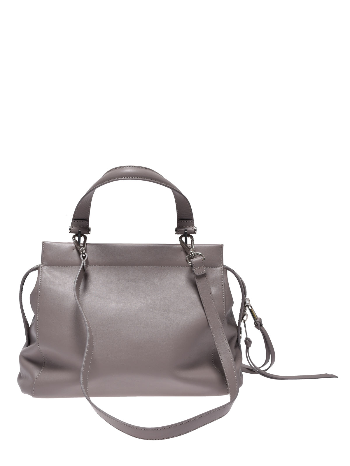 Dark Taupe Soft Pebbled Leather Slouch Bag