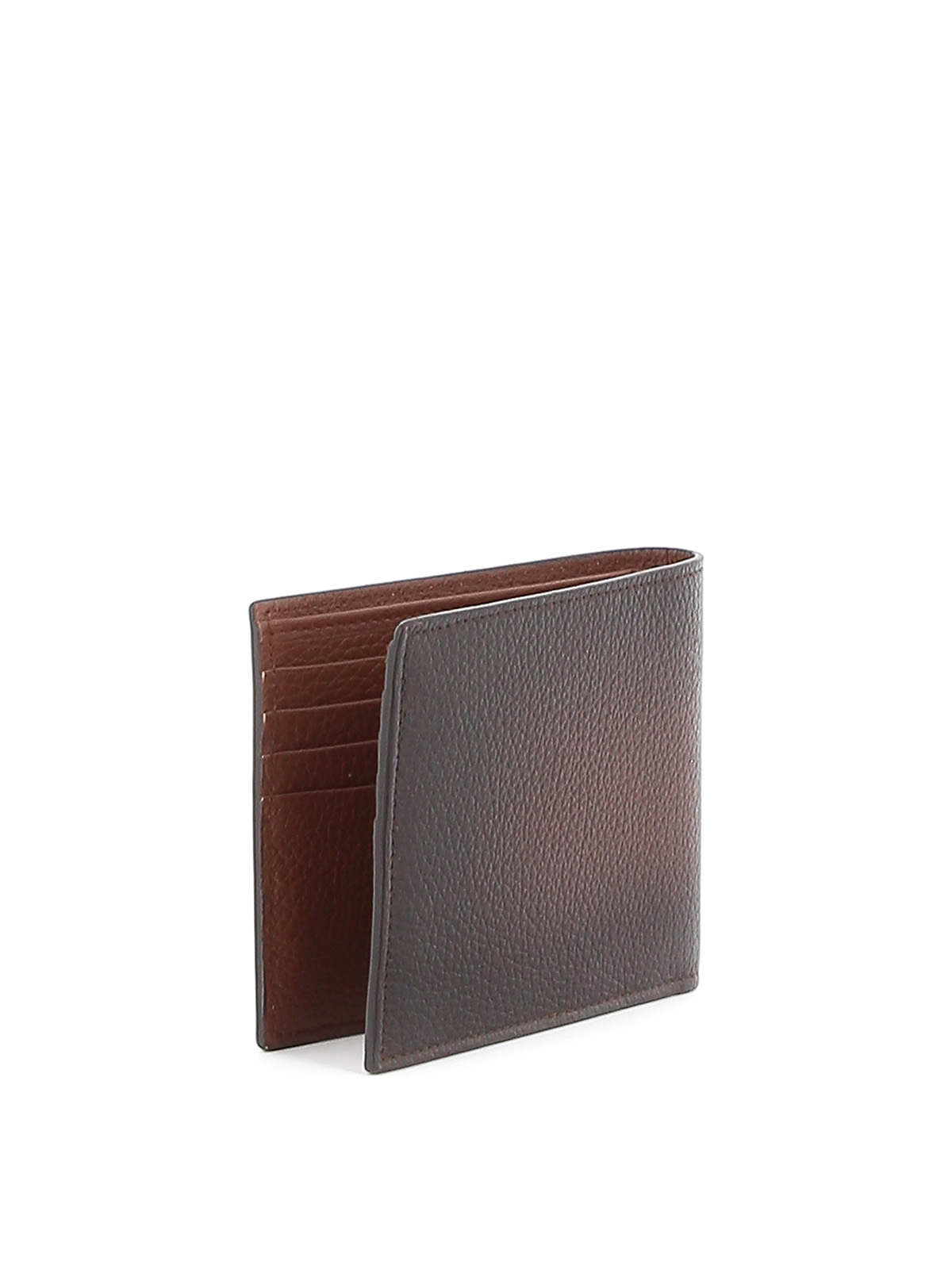 Shop Orciani Gradient Grainy Leather Bifold Wallet In Brown
