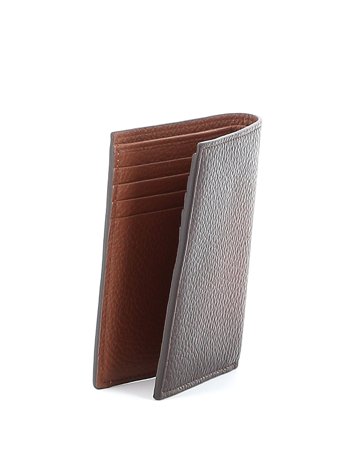 Shop Orciani Micron Deep Gradient Leather Wallet In Brown
