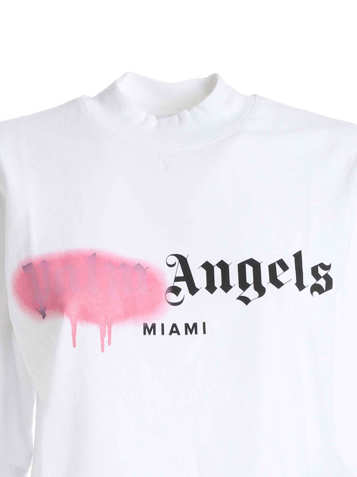 T-shirts Palm Angels - Sprayed Logo crop T-shirt in white -  PWAA020F20JER0010130