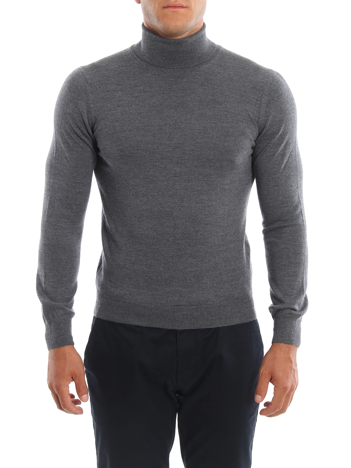 Shop Paolo Fiorillo Pure Wool Turtleneck Sweater In Grey