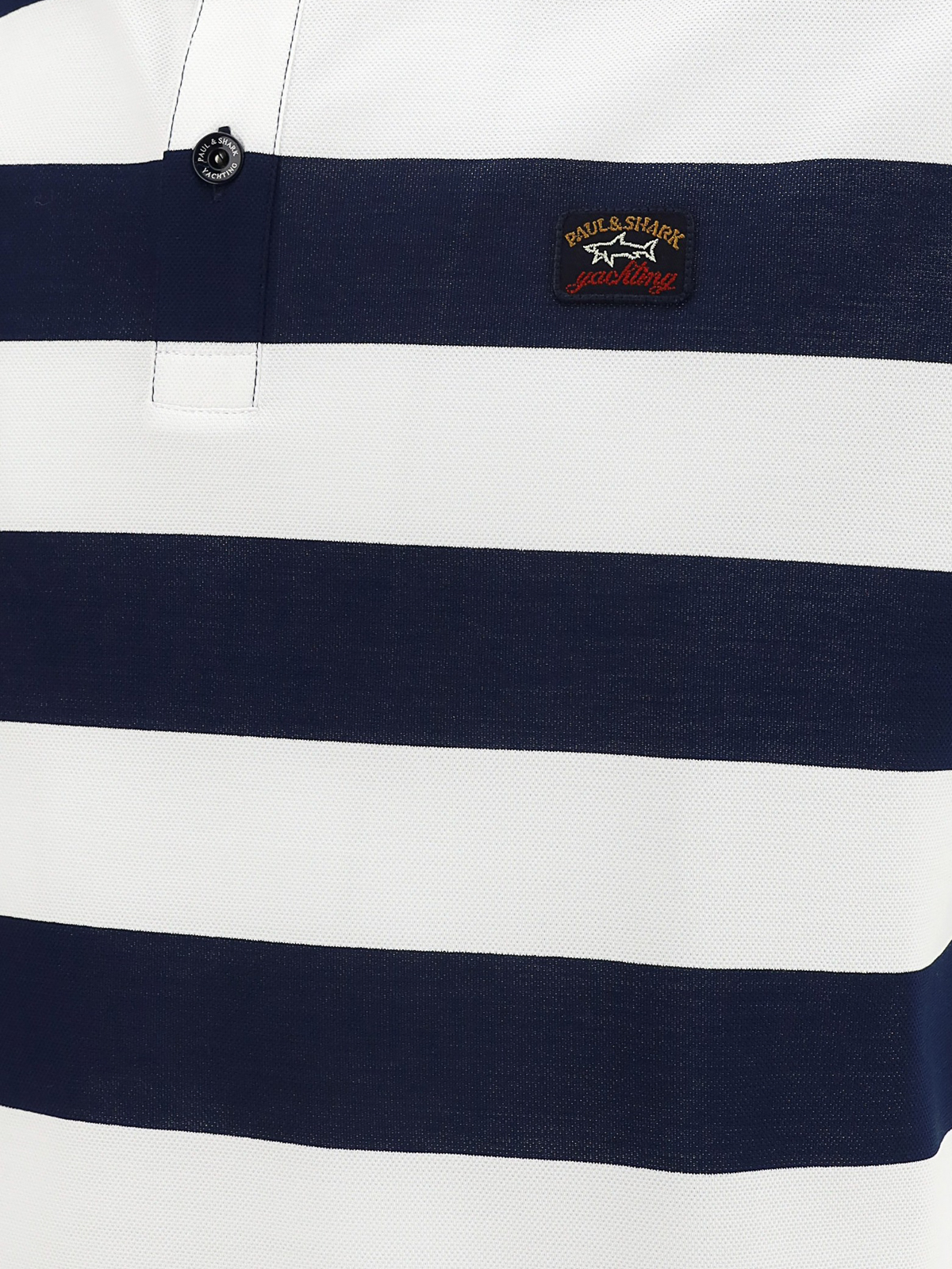 Shop Paul & Shark Logo Patch Striped Cotton Polo In Blue