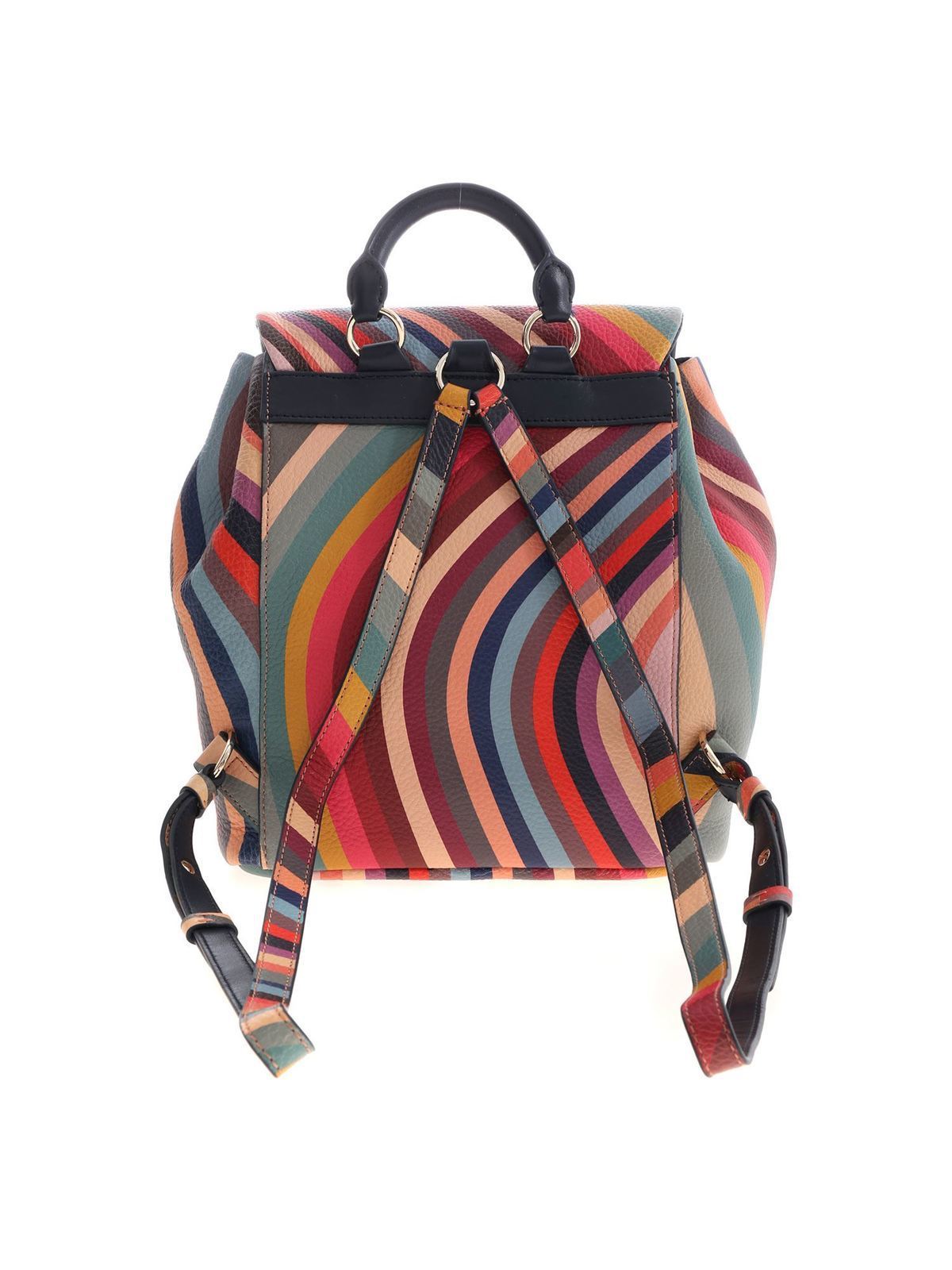 Paul Smith Swirl Striped Leather Backpack in Red