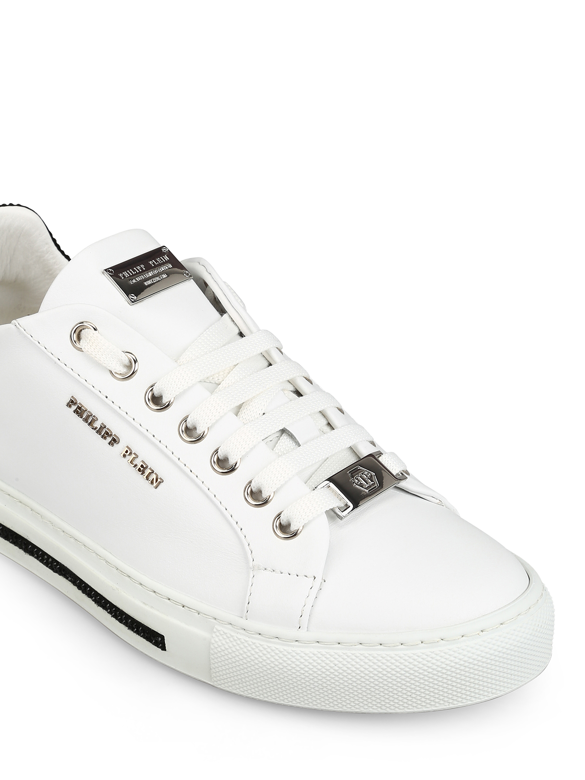 Shop Philipp Plein Lo-top Original White And Black Sneakers