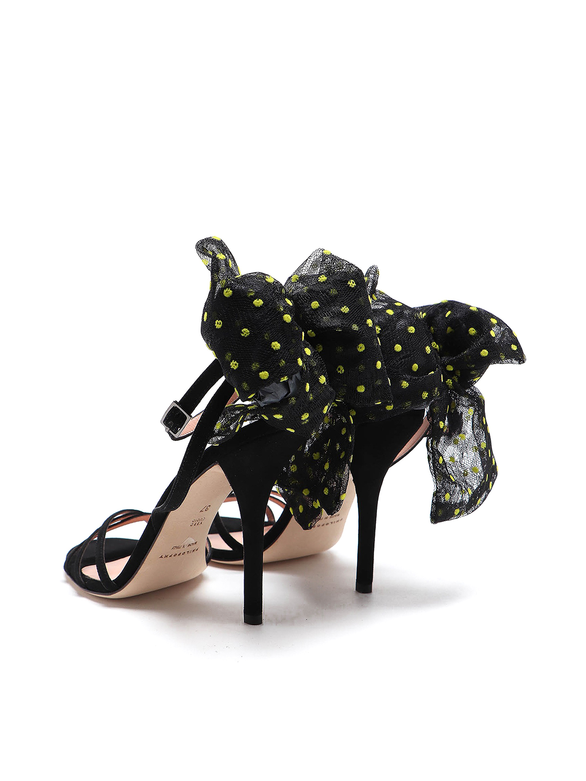 Sandals Philosophy di Lorenzo Serafini - Polka dot tulle bow suede