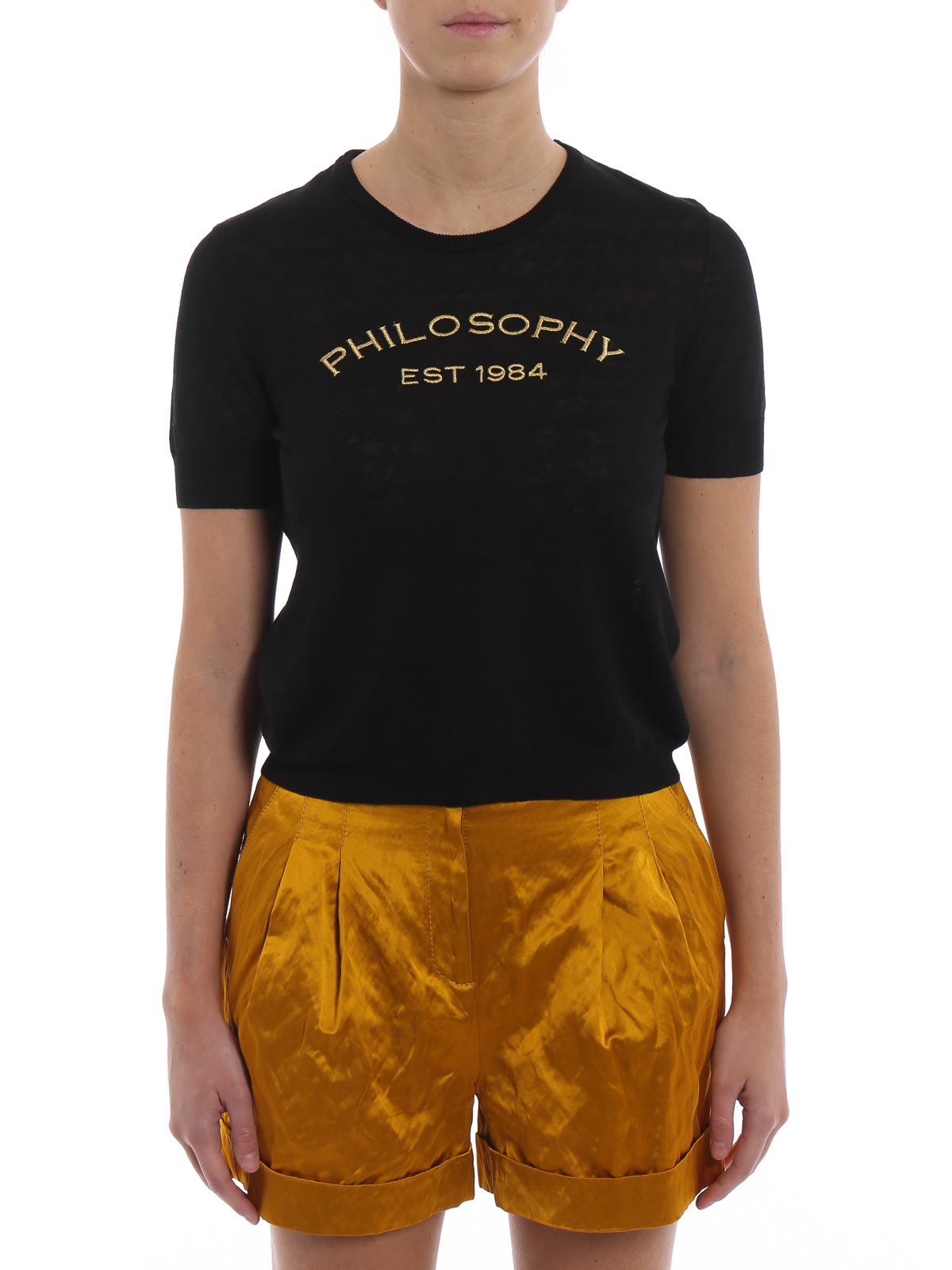 Philosophy di Lorenzo Serafini Linen blend black embroidered