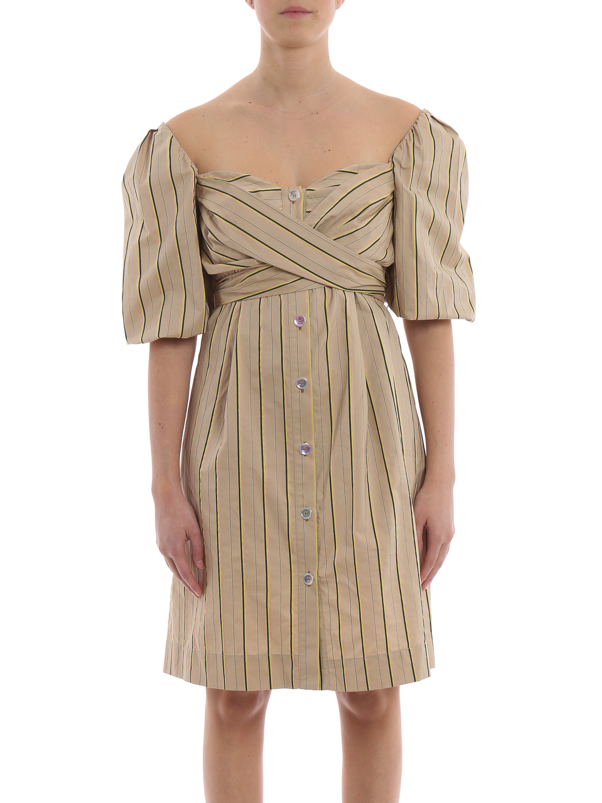 ワンピース Stripe Rib Polo Dress moss S SLY | WAIST RIB POLY ショートワンピース (ワンピース(ミニ