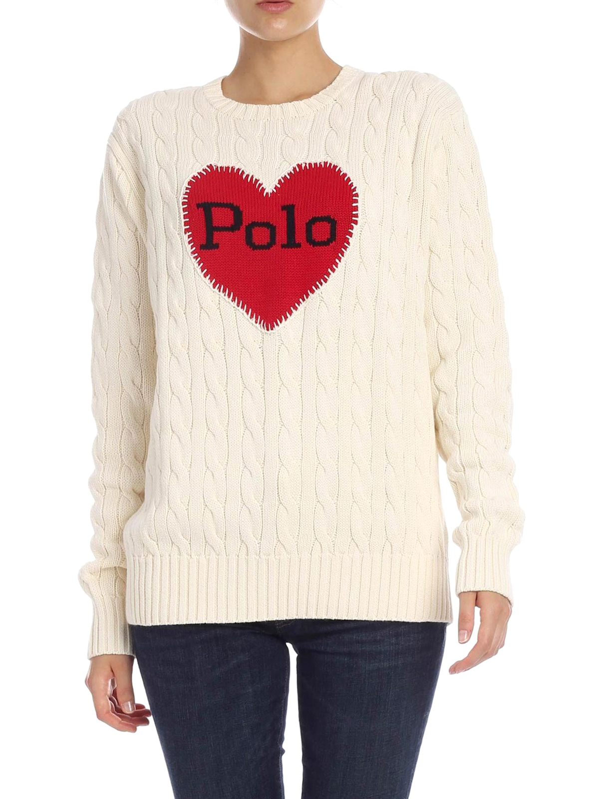 Crew necks Polo Ralph Lauren - Heart intarsia short sleeve cotton