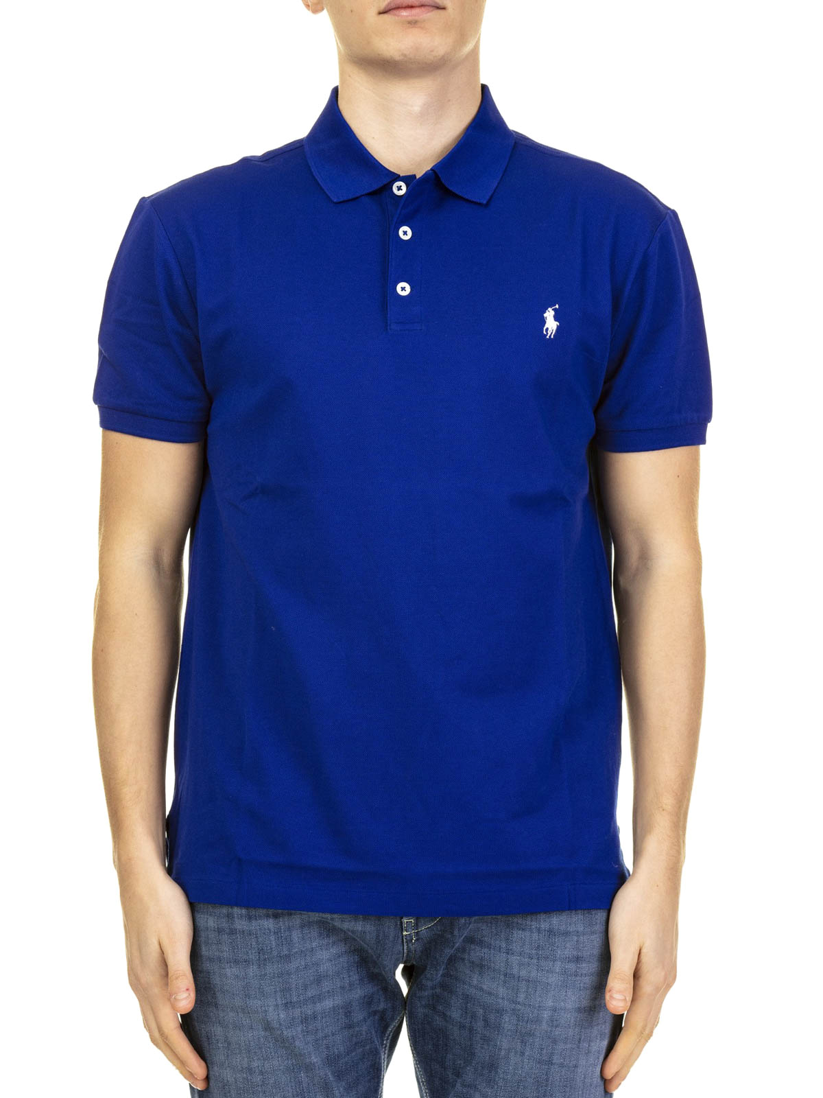 royal pique Polo shirt Logo Lauren Ralph cotton 710541705112 - polo blue - shirts Polo