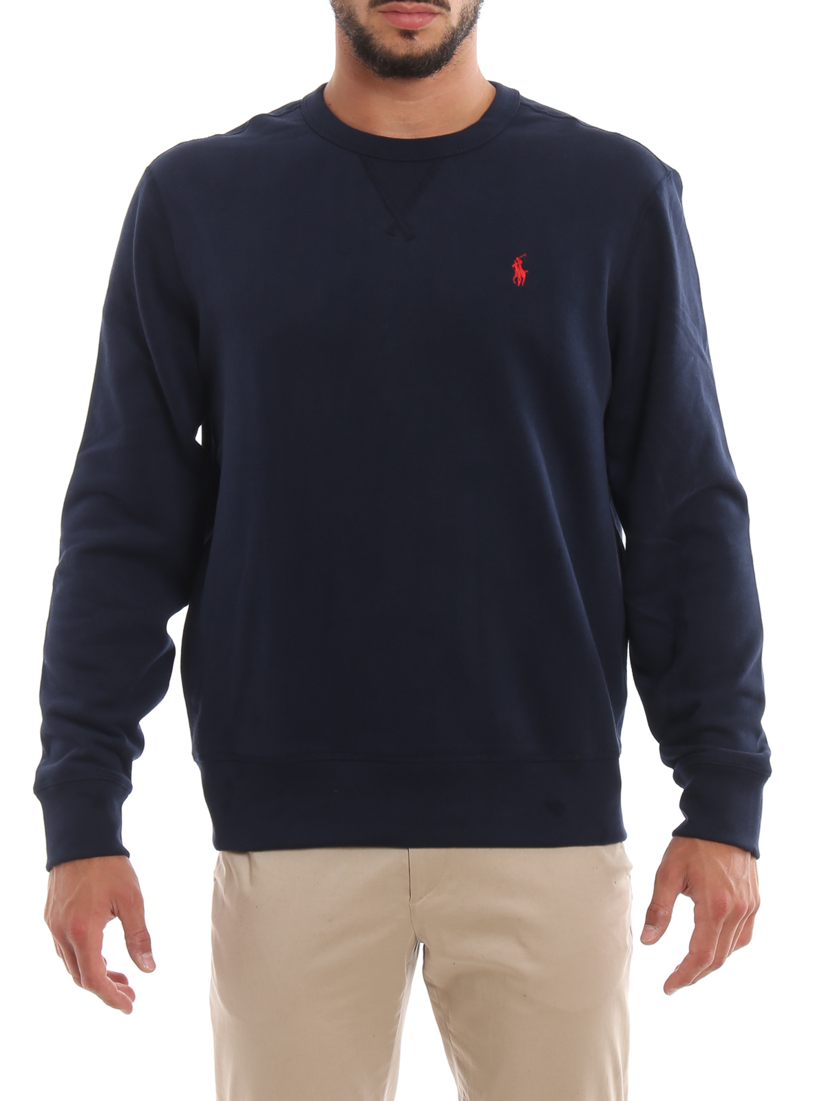 Shop Polo Ralph Lauren Navy Cotton Blend Sweatshirt In Blue