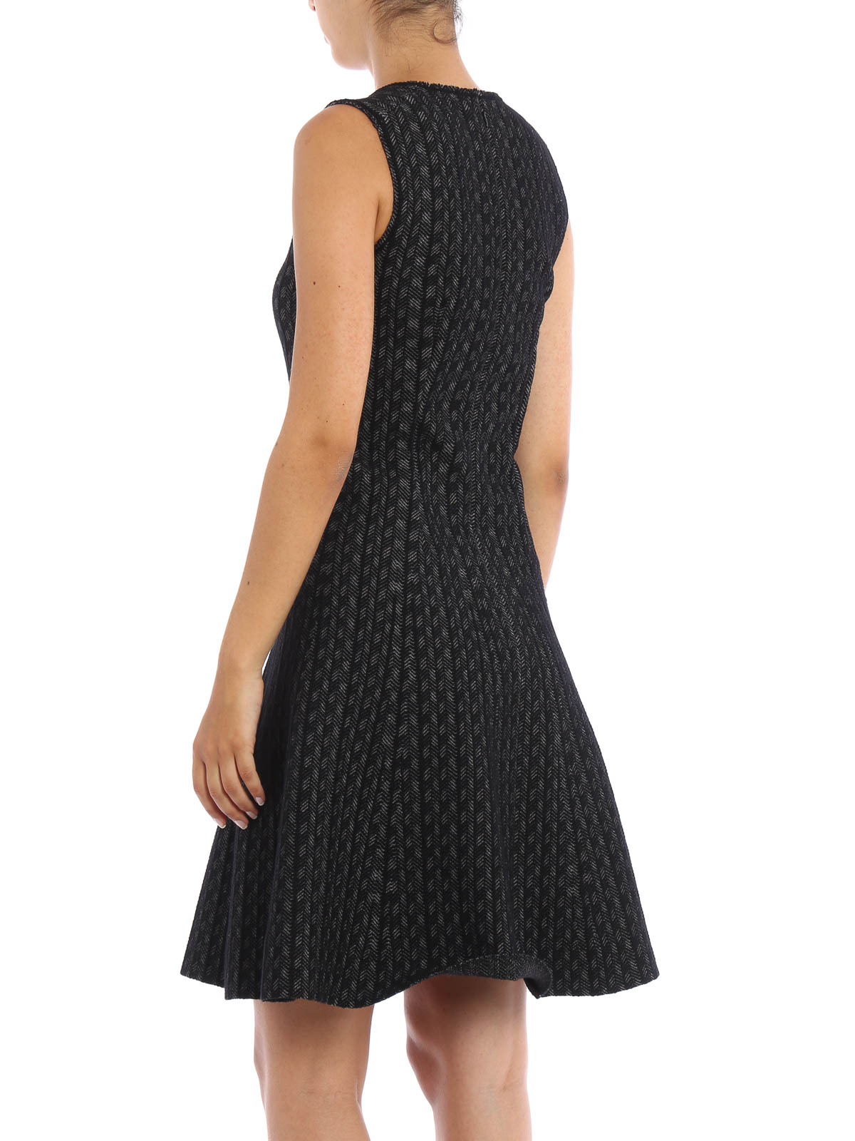 Prada Chevron motif wool dress - Black - Women|1232781L2OF0700