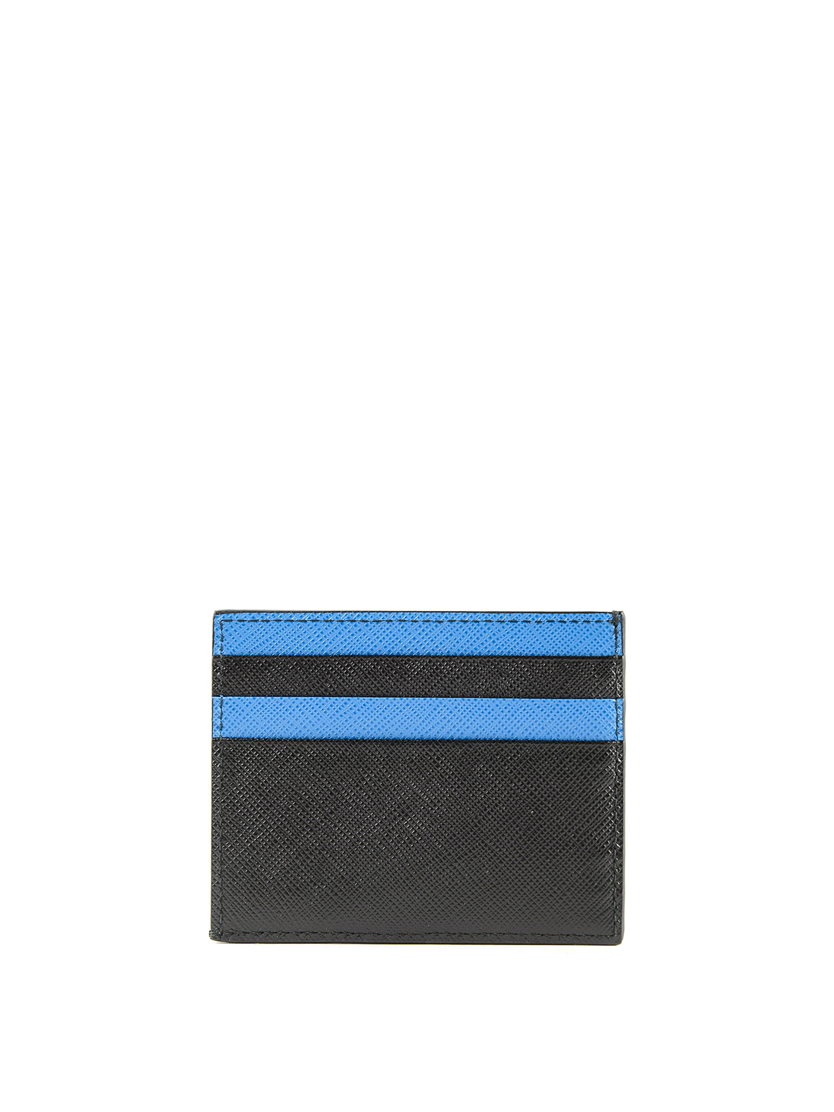 Prada Saffiano and Leather Card Holder - Black
