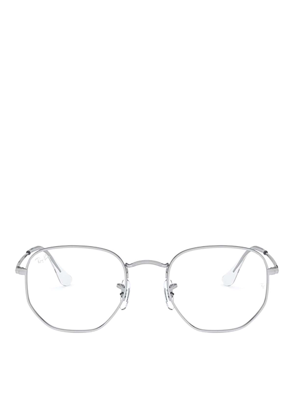 Shop Ray Ban Hexagonal Silver Eyeglasses