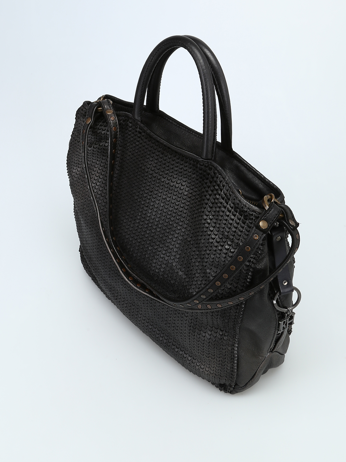 Shoulder bags Reptile's House - Sun dark brown textured leather bag -  BOH498V80017