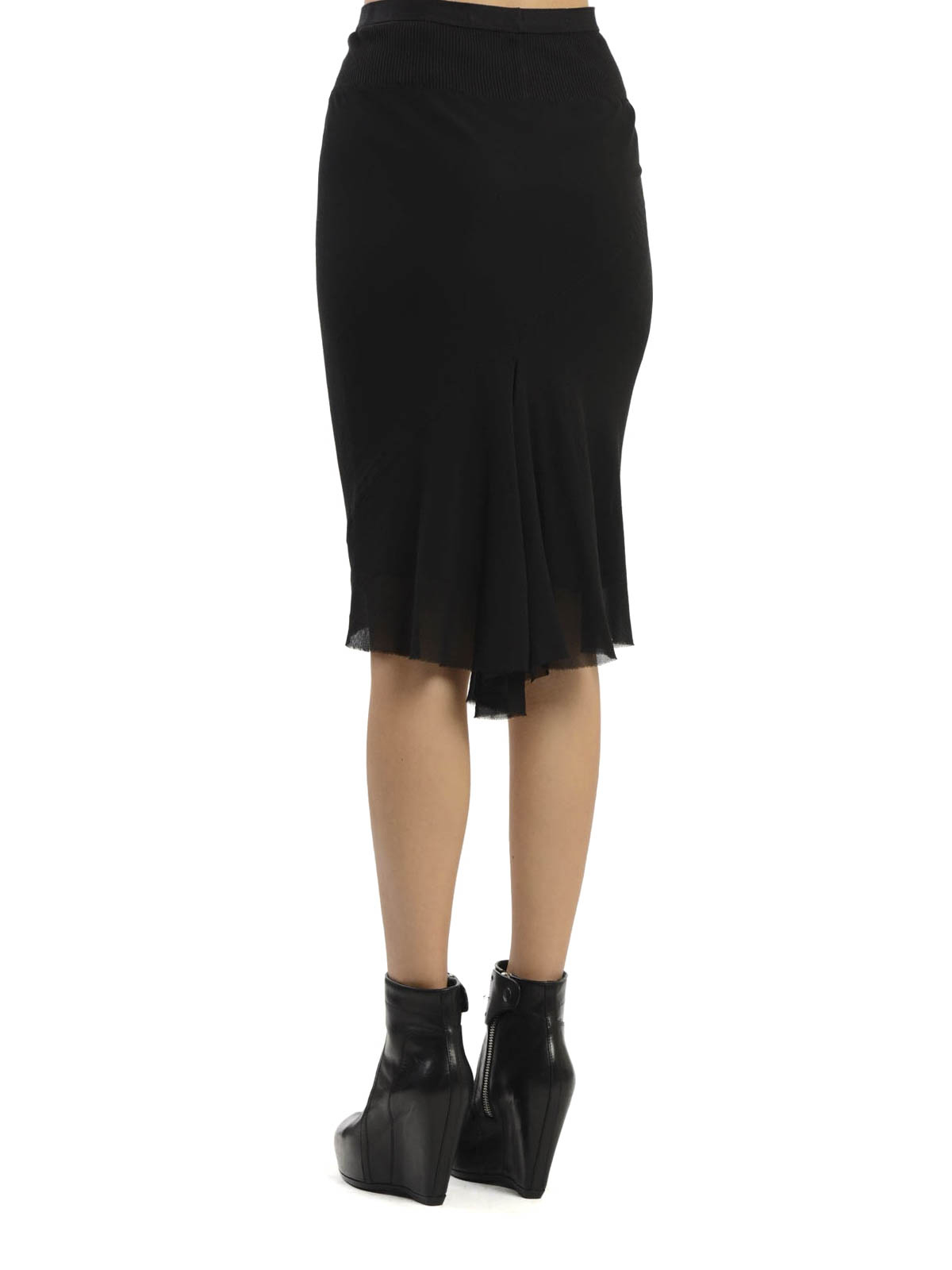 Black silk skirt knee length best sale