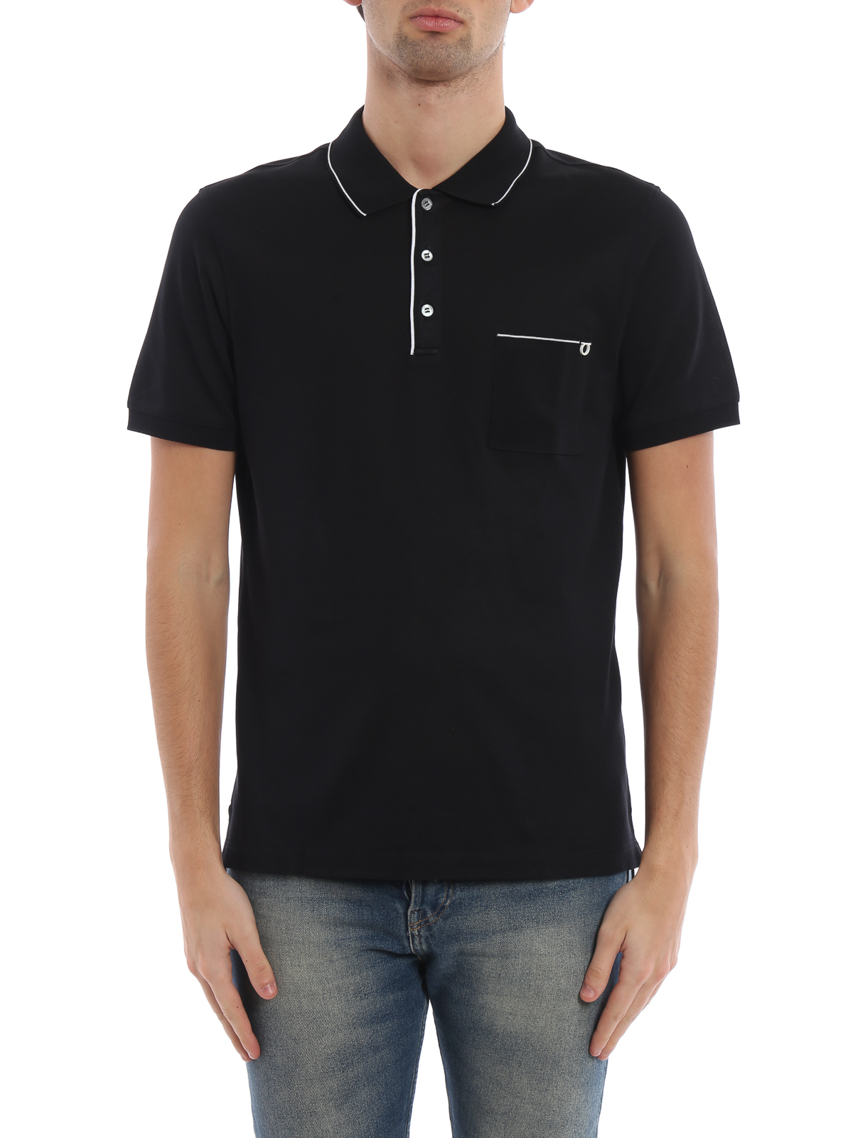 Ferragamo Men Polo with contrasting piping Blue