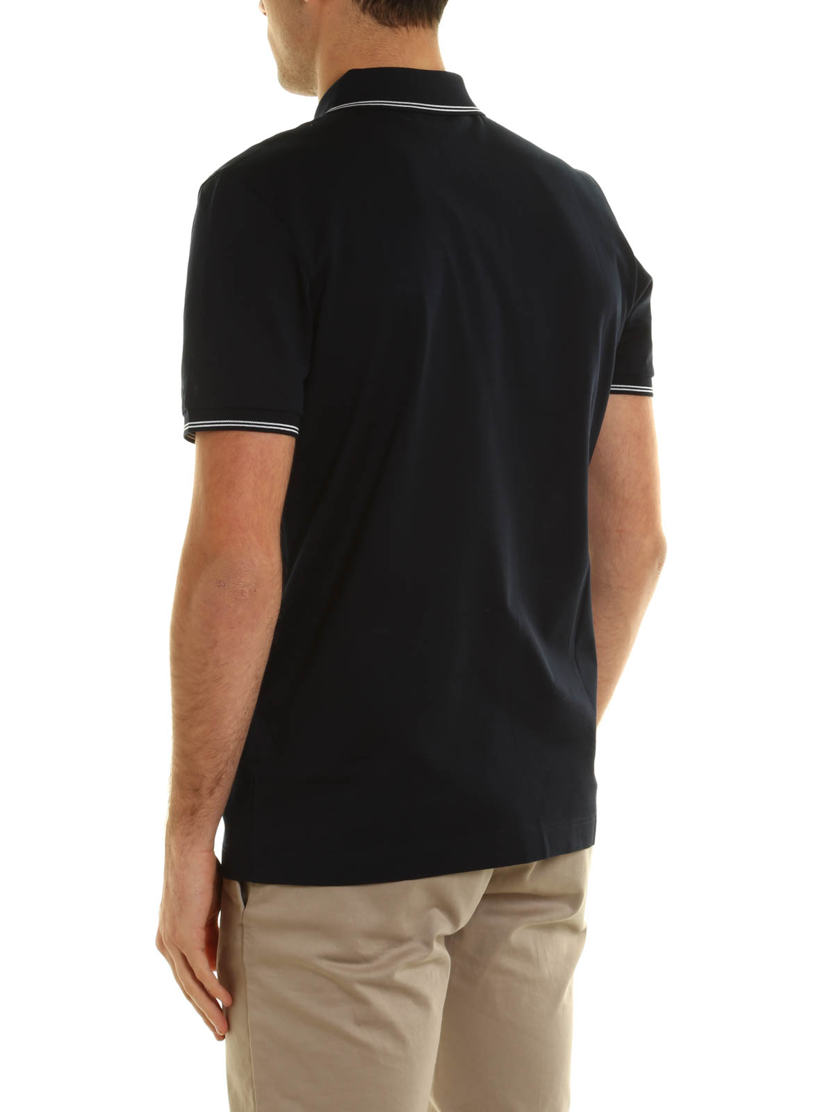 Ferragamo Zipped polo shirt - Blue - Men | 126153H4969969 Ferragamo Zipped polo shirt - Blue - Men | 126153H4969969