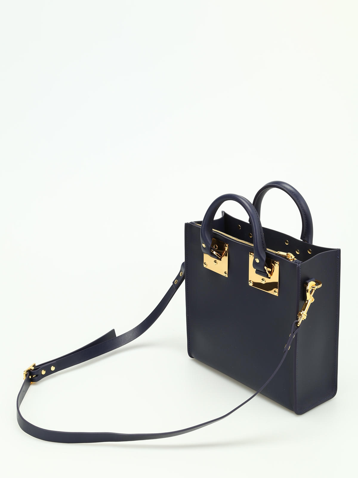 Totes bags Sophie Hulme - Square Albion leather bag - BG151LEDEEPNAVY