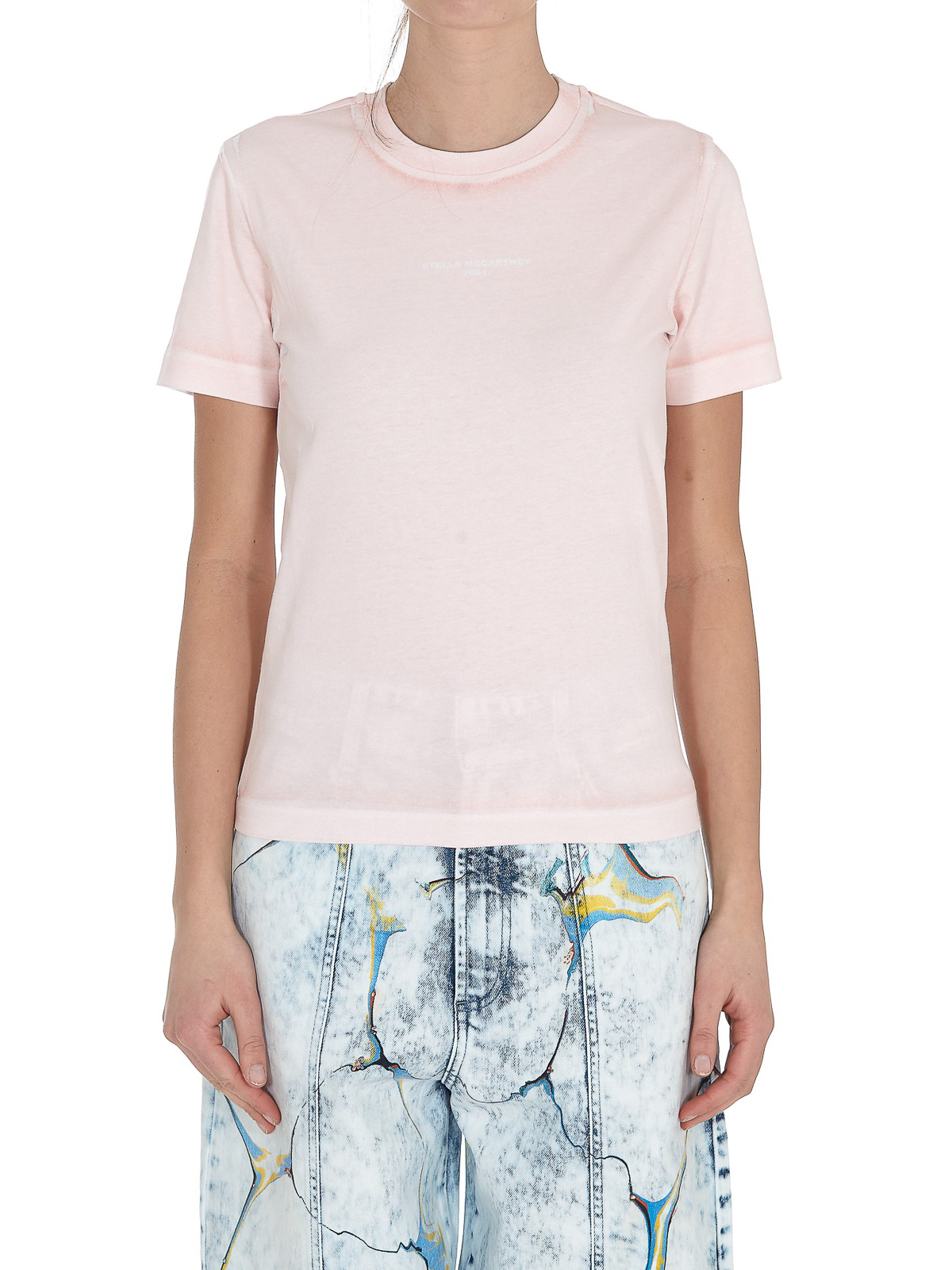 Shop Stella Mccartney Faded-effect Cotton T-shirt In Rosado Claro