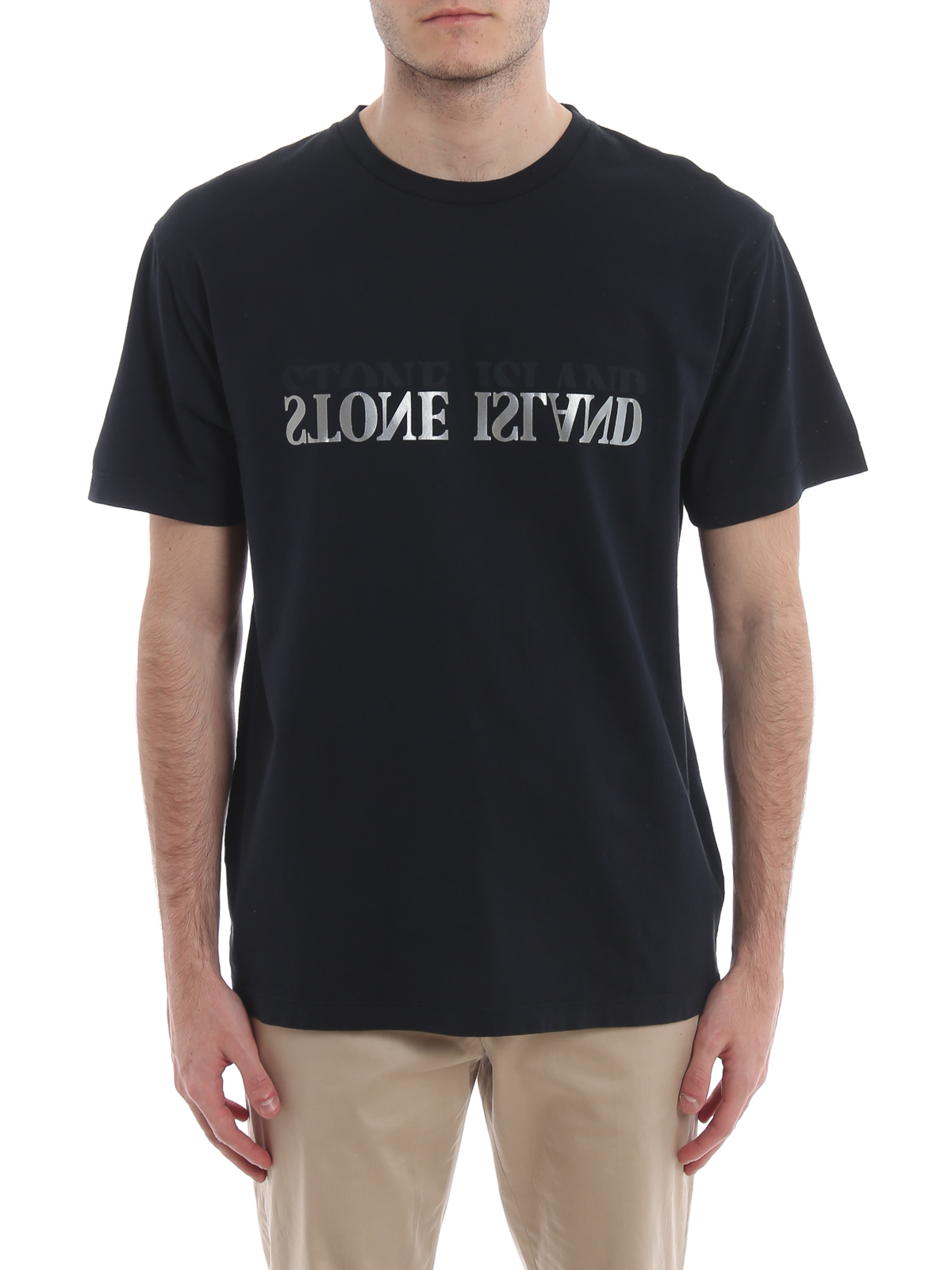 Stone Island Reflective logo T shirt Dark Blue 70152NS88V0020
